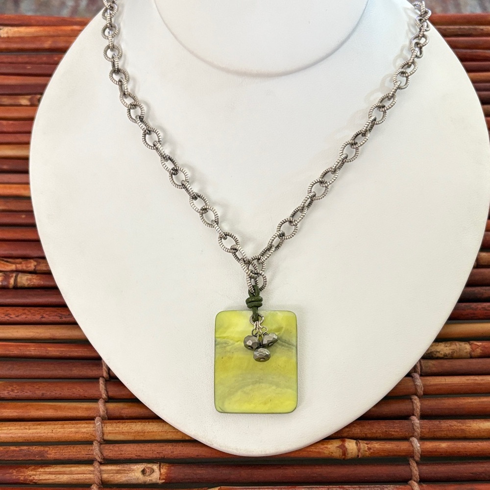 Silpada Silver Necklace with Yellow Pendant